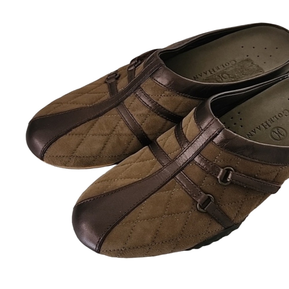 COLE HAAN NIKE AIR Quilted Clogs Mules 7AA 7 Narrow Preppy Suede Sneakers - Picture 3 of 16